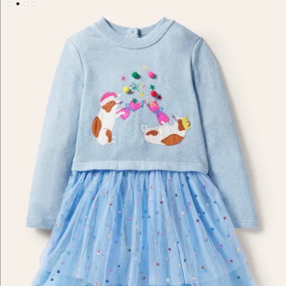Mini Boden Appliqué Sweatshirt Tulle Dress Size 4-5Y